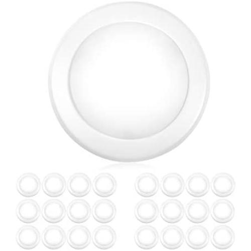 PARMIDA (24 Pack) 5/6” Dimmable LED Disk Light Flush Mount Recessed Retrofit Ceiling Lights, 15W (120W Replacement), 5000K, Energy Star & UL-Listed, Installs into Junction Box Or Recessed Can, 1050lm