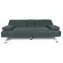 NOUVCOO Modern Linen Upholstered Sofa, Convertible Folding Recliner Lounge Futon Couch with Cup Holders/Armrest/Metal Legs for Living Room Furniture/Home/Small Places/Bedroom, Dark Gray