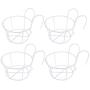 4 Packs Hanging Railing Planters Flower Pot Holders Plant Iron Racks Fence Metal Potted Stand Mounted Balcony Round Plant Baskets Shelf Container Box for Indoor and Outdoor Use-White,Garden Steel Pots