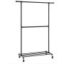 SONGMICS Industrial Style Clothes Garment Rack on Wheels, Double Hanging Rod Metal Clothing Rack, Heavy Duty Commercial Display, Black UHSR62BK