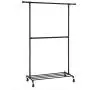 SONGMICS Industrial Style Clothes Garment Rack on Wheels, Double Hanging Rod Metal Clothing Rack, Heavy Duty Commercial Display, Black UHSR62BK