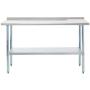 Rockpoint Carmona Tall NSF Stainless-Steel Commercial Kitchen Work Table with Backsplash and Adjustable Shelf, 60 x 24 Inch