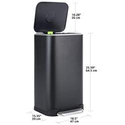 Amazon Basics 32 Liter / 8.5 Gallon Soft-Close Metal Trash Can with Liner and Foot Pedal - Black