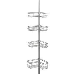 Zenna Home 2159NN Tension Pole Shower Caddy, Satin Nickel