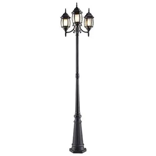 NOMA Outdoor Street Light | Waterproof Outdoor Lamp Post Light with Triple-Head Design for Backyard, Patio, Garden, Walkway or Décor | Black Light Pole with Clear Glass Panels, 3-Headed