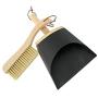 Creative Co-Op DF3015 Metal Dust Pan Handle, Beech Wood Brush & Leather Straps (Set of 2 Pieces) Broom, Black
