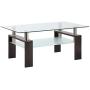 Depointer Life Glass Coffee Table, Rectangle Coffee Table for Living Room Modern Side Coffee Table with Lower Shelf,Perfect for Living Room Conversation Leisure Occasions, Metal Leg,Brown