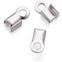 Pandahall 50pcs 304 Stainless Steel Fold Over Crimp Cord Ends Fold Over Cord Ends Leather Ribbon Ending Clasp Tips End Clamp Jewelry Connector Components Jewelry Making 8x4mm