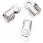 Pandahall 50pcs 304 Stainless Steel Fold Over Crimp Cord Ends Fold Over Cord Ends Leather Ribbon Ending Clasp Tips End Clamp Jewelry Connector Components Jewelry Making 8x4mm