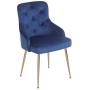 FCQuality Velvet Vanity Chair with Tufted Back Gold Metal Legs Dining Chair Mid Century Modern Upholstered Accent Desk Chair for Living Room Home Office Bedroom, Cobalt/Royal Blue
