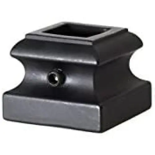 Iron Baluster Shoes - Flat Shoe with Screw - for Use with 1/2'' Square Balusters - Set of 10 (Satin Black)
