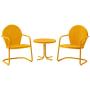 Crosley Furniture KO10004TG Griffith 3-Piece Retro Metal Outdoor Seating Set with 2 Chairs and Side Table, Tangerine