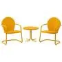 Crosley Furniture KO10004TG Griffith 3-Piece Retro Metal Outdoor Seating Set with 2 Chairs and Side Table, Tangerine