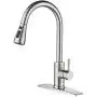 FORIOUS Kitchen Faucet with Pull Down Sprayer Brushed Nickel, High Arc Single Handle Kitchen Sink Faucet with Deck Plate, Commercial Modern rv Stainless Steel Kitchen Faucets, Grifos De Cocina FORIOUS Kitchen Faucet with Pull Down Sprayer Brushed Nickel, High Arc Single Handle Kitchen Sink Faucet with Deck Plate, Commercial Modern rv Stainless Steel Kitchen Faucets, Grifos De Cocina