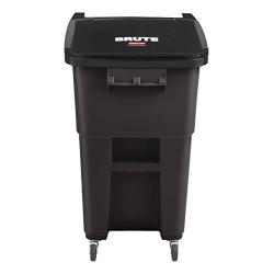 Rubbermaid Commercial Products BRUTE Rollout Trash/Garbage Can with Caster Wheels, 50-gallon, Brown (2018384)