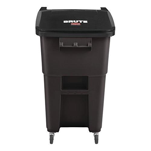 Rubbermaid Commercial Products BRUTE Rollout Trash/Garbage Can with Caster Wheels, 50-gallon, Brown (2018384)