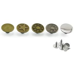 PZRT 50 Sets Dia 17mm Denim Jacket Metal Tack Buttons Jeans, Bib Overalls Retro Tack Buttons of 5 Kinds