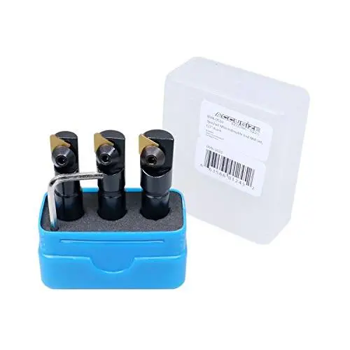 Accusize Industrial Tools 3 Pc Miniature Indexable End Mill Set, 1/2 Shank, 0046-0510 Accusize Industrial Tools 3 Pc Miniature Indexable End Mill Set, 1/2 Shank, 0046-0510