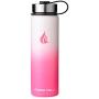 Hydro Cell Stainless Steel Water Bottle w/ Straw & Wide Mouth Lids (40oz 32oz 24oz 18oz) - Keeps Liquids Hot or Cold with Double Wall Vacuum Insulated Sweat Proof Sport Design (White/Pink 24 oz)