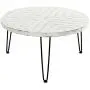 WELLAND Round Coffee Table, 30-inch Wood End Table, Modern Coffee Table with Metal Legs, Washed White, Rustic Accent Coffee Table with Special Pattern Design for Living Room, Bedroom, Home, Office