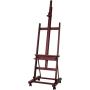 MEEDEN Extra Large Studio H-Frame Easel, Adjustable Tilting Solid Beech Wood Artist Easel, Mahogany Stain Finish Floor Painting Easel Stand, Accommodates Canvas Art up to 92 inch high