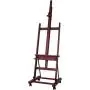 MEEDEN Extra Large Studio H-Frame Easel, Adjustable Tilting Solid Beech Wood Artist Easel, Mahogany Stain Finish Floor Painting Easel Stand, Accommodates Canvas Art up to 92 inch high
