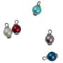 Dovewill 50 Pieces Colourful Charms Dangle Pendant Metal Flower Round Glass Pearl Beads - Silver