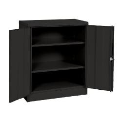 Sandusky Lee RTA7001-09 Black Steel SnapIt Counter Height Cabinet, 2 Adjustable Shelves, 42''Height x 36'' Width x 18'' Depth