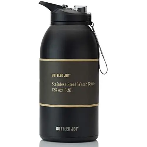 BOTTLED JOY Stainless Steel Water Bottle with Straw Lid, BPA Free 32oz/ Half Gallon/Gallon Large Water Bottle Dual Lid Vacuum Insulated BPA-Free Metal Thermos Mug for Camping Workouts and Outdoor BOTTLED JOY Stainless Steel Water Bottle with Straw Lid, BPA Free 32oz/ Half Gallon/Gallon Large Water Bottle Dual Lid Vacuum Insulated BPA-Free Metal Thermos Mug for Camping Workouts and Outdoor