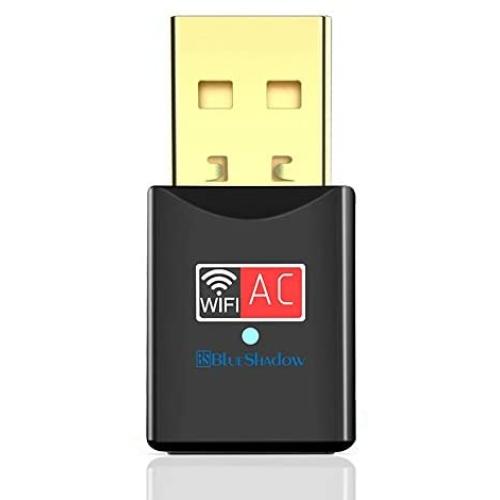 Blueshadow USB WiFi Adapter - Dual Band 2.4G/5G Mini Wi-fi ac Wireless Network Card Dongle with High Gain Antenna for Desktop Laptop PC Support Windows XP Vista/7/8/8.1/10 (USB WiFi 600Mbps)