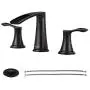 PARLOS Waterfall Widespread Bathroom Faucet Double Handles with Metal Pop Up Drain & cUPC Faucet Supply Lines, Oil Rubbed Bronze , Demeter 1431803