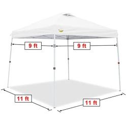 CROWN SHADES Pop up Canopy, Slant Leg Outside Canopy Top 9x9 ft, Base 11x11 ft, One Push Up Instant Shelter Canopy with Wheeled Bag, White