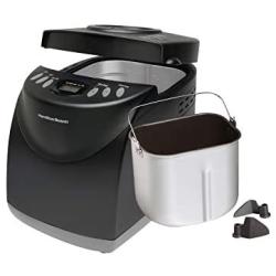 Hamilton Beach Bread Maker Machine 2 Lb Capacity Digital, Programmable, 12 Settings + Gluten Free, Dishwasher Safe Pan + 2 Kneading Paddles, Black (29882)