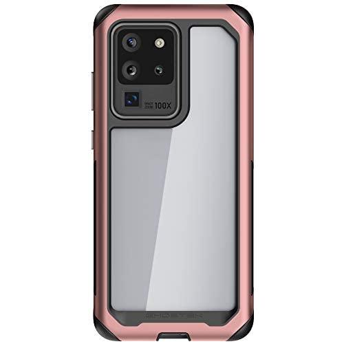 Ghostek Atomic Slim Galaxy S20 Clear Case with Super Tough Space Metal Bumper Design Military Grade Armor Heavy Duty Protection Wireless Charging Compatible 2020 Galaxy S20 5G (6.2 Inch) - (Pink)