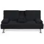 Best Choice Products Linen Upholstered Modern Convertible Folding Futon Sofa Bed w/Removable Armrests, Metal Legs, 2 Cupholders - Black Best Choice Products Linen Upholstered Modern Convertible Folding Futon Sofa Bed w/Removable Armrests, Metal Legs, 2 Cupholders - Black