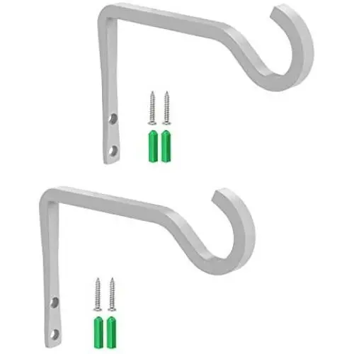 6 inch Decorative Iron Metal Wall Hook Indoor, Plant Hanger Bracket Lantern Wall Hanger for Hanging Outdoor Solar Lights, Bird Feeders, Mason Jars, Plant Hangers, Flower Basket 2 Pack (White) 6 inch Decorative Iron Metal Wall Hook Indoor, Plant Hanger Bracket Lantern Wall Hanger for Hanging Outdoor Solar Lights, Bird Feeders, Mason Jars, Plant Hangers, Flower Basket 2 Pack (White)