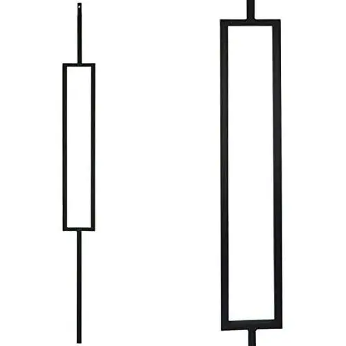 Contemporary Rectangle Stair Wrought Iron Balusters (10-Pack) Modern Hollow Metal Railing Spindles (Real Satin Black not Matte)