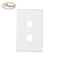 Cable Matters 10-Pack Low Profile 2-Port Keystone Jack Wall Plate in White