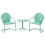 Crosley Furniture KO10004AQ Griffith 3-Piece Retro Metal Outdoor Seating Set with 2 Chairs and Side Table, Aqua