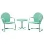 Crosley Furniture KO10004AQ Griffith 3-Piece Retro Metal Outdoor Seating Set with 2 Chairs and Side Table, Aqua