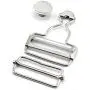 PZRT 4pcs 38mm Silver Suspenders Adjustable Buckle Metal Ribbon Slip Buckle Fasteners Clip for Garment Overalls Backpack DIY Accessories