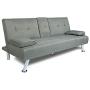 NOUVCOO 2020 Quality Upgraded Linen Upholstered Modern Convertible Folding Futon Sofa w/Removable Armrests, Metal Legs, 2 Cupholders for Bed Living Room/Office/Dormitory/Hotel, Light Gray