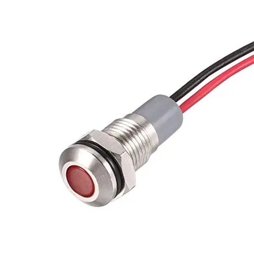 uxcell Signal Indicator Light AC/DC 12V-24V 8mm Red LED Metal Shell uxcell Signal Indicator Light AC/DC 12V-24V 8mm Red LED Metal Shell