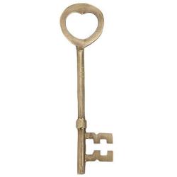 Skeleton Key Antique Finish Classic Brass Metal, Mortise Locks Rim Architectural Barrel Lock Key, Vintage Cabinet Dresser Drawer Grandfather Clock Key (Shank Length 4 1/8 Inch, Bit 7/8 X 7/8 Inch)