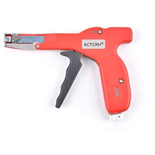 ACTCRH ACT-CT11N Cable Tie Gun for Wire Harness and Cable Bundle, Fastening and Cutting Plastic Nylon Cable Ties, Red
