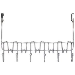 DecoBros Supreme Over The Door 11 Hook Organizer Rack, Chrome Finish