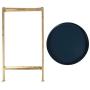 Kate and Laurel Celia Round Metal Foldable Tray Accent Table, Navy Blue with Gold Base
