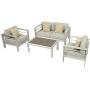 Kinsunny 4pcs Outdoor Sectional Sofa Set Aluminum Patio Furniture Shore Conversation Armrest Set with Side Table and Cushions for Backyard Outside