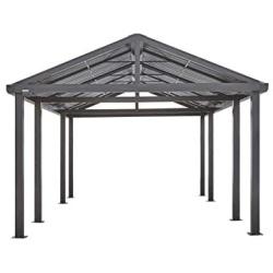 Sojag 20 x 12 Samara Carport with Aluminum Frame and 10 High Galvanized Steel Roof for Easy Drive Through Access, Gray