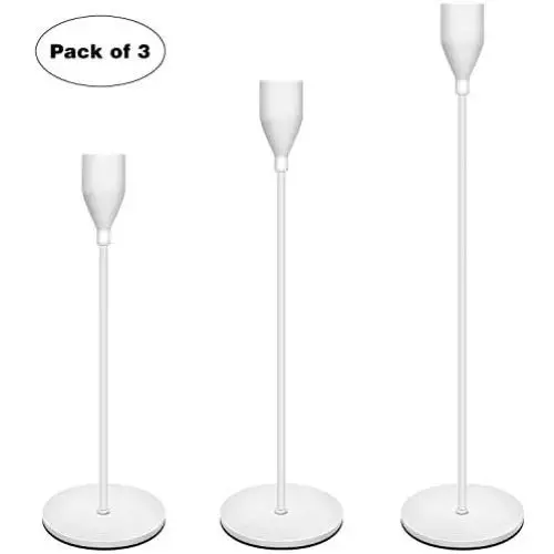 Taper Candle Holders White Table Decorative Candlestick Holder for Wedding Dinning Party Candle Holders for Taper Candles Metal Candle Stand,Fits 3/4 Inch Slim Candles & Led Candles (Pure White)